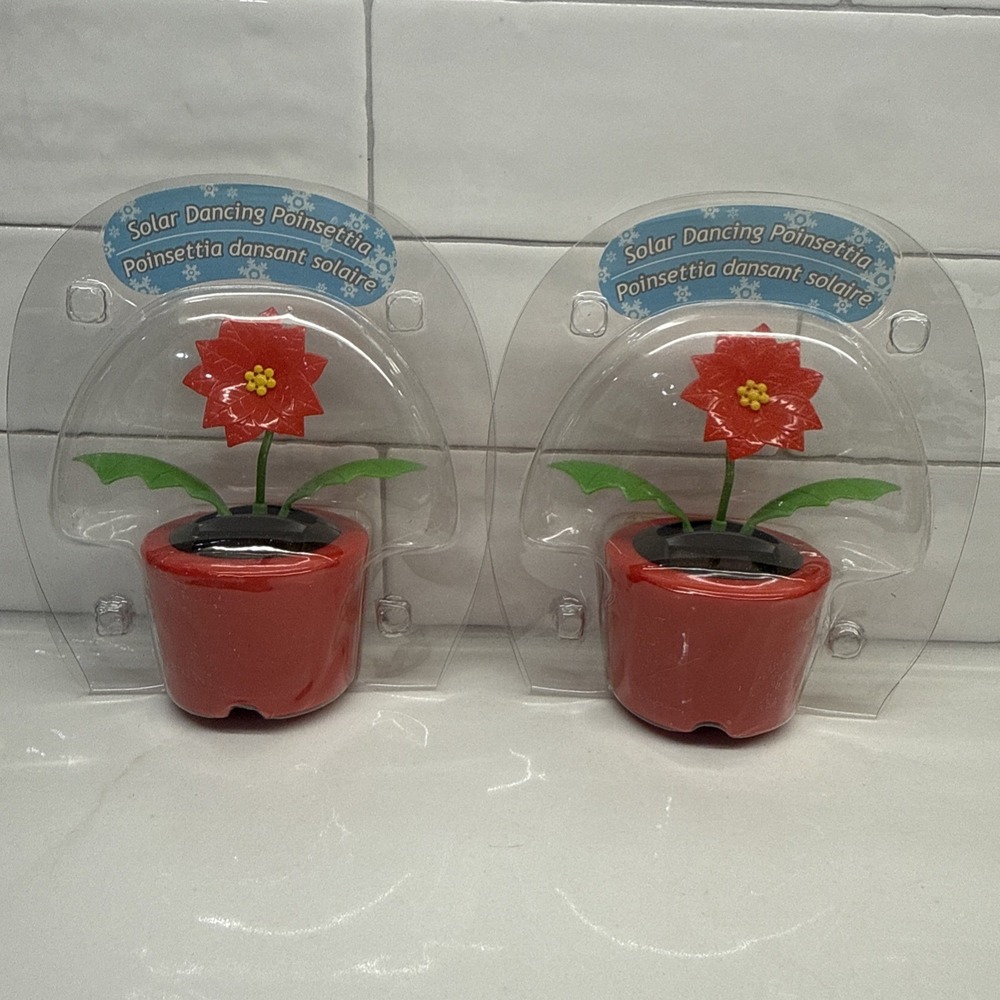 Lot Of 2 (Two) Solar Dancing Poinsettia - Sun Catchers Greenbrier International